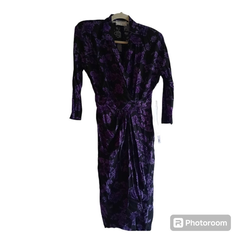 80s Ann Tjan Kenar 2 Floral Faux Wrap Vintage Secretarys Dress